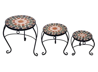 Sada stolíkov(3 ks) Mosaic, čierna/zelená