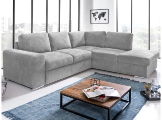 Rohová sedacia súprava Eddi, svetlo šedá látka, pravý roh