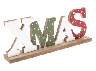 Vianočné dekorácie Nápis XMAS, drevený