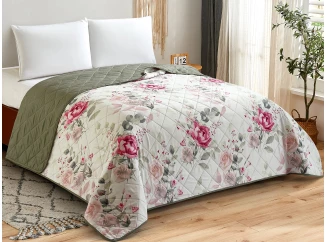 Prehoz postele Fiori 220x240 cm, kvetinový zelený