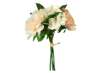 Umelá kytica Ruže a pivonky, smotanová