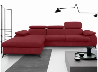 Rohová sedacia súprava Scala, červená látka, ľavý roh