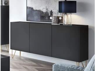 Široká skrinka Harmony, čierna/čierny mramor