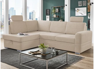Rohová sedacia súprava Robin, pieskovo béžová látka, ľavý roh
