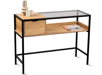 Konzolový stolík so zásuvkou Mandurah, kov/dub