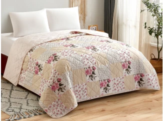Prehoz na  posteľ Fiori 220x240 cm, kvetinovo ružový
