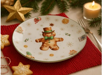 Vianočný plytký tanier Pán Perníček, 27 cm