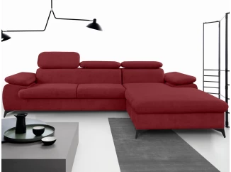 Rohová sedacia súprava Scala, červená látka, pravý roh