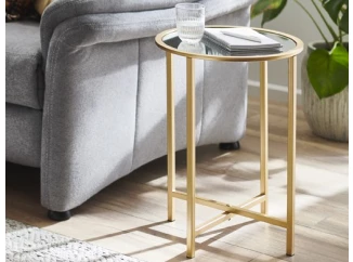 Okrúhly odkladací stolík Lagos 39 cm, zlatý