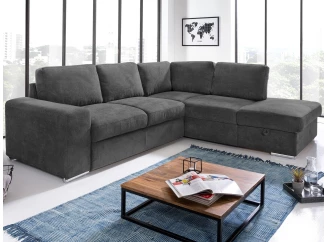 Rohová sedacia súprava Eddi, antracitová látka, pravý roh