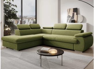 Rohová sedačka Viera, šalátovo zelená látka, ľavý roh
