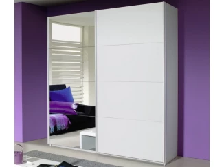 Šatníková skriňa Quadra, 181 cm, biela/zrkadlo