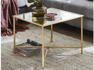 Štvorcový konferenčný stolík Lagos 60x60 cm, zlatý