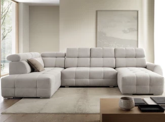 Sedacia súprava Genova 1, svetlo šedá štrukturovaná látka, tvar ľavé U