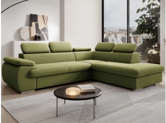 Rohová sedačka Viera, šalátovo zelená látka, pravý roh