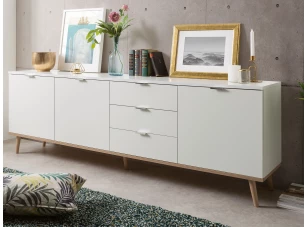 Široká komoda Göteborg, biela/dub sonoma