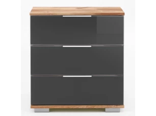 Nočný stolík Easy Plus, doskový dub / sivé sklo