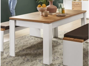 Rozkladací jedálenský stôl Matera 160x90 cm, starý dub/biela