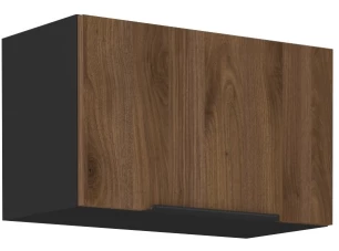 Horná výklopná kuchynská skrinka Monza, 60 cm, orech/čierna