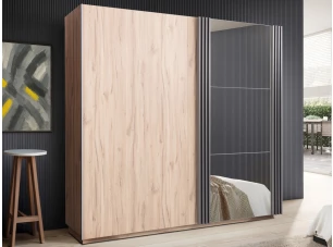 Šatníková skriňa s posuvnými dverami Almo, 215 cm, dub estana/antracit