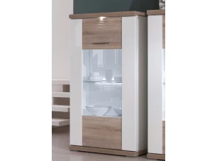 Vitrína Caracas typ 24, dub/biely lesk, s osvetlením