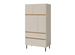 Vysoká komoda Lucky, pieskovo béžová/olejovaný dub