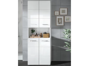 Vysoká skrinka s priehradkou Ice, biely lesk