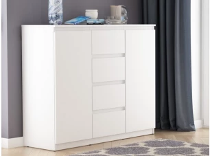 Široká komoda so 4 zásuvkami Carlos, biela, 120 cm