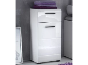 Kúpeľňová stojacie skrinka Skin, lesklá biela