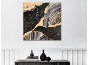 Obraz na plátne Čiernozlatá abstrakcia, 80x80 cm