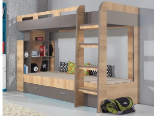 Dvojposchodová posteľ so zásuvkami Nano 90x200 cm, dub/grafit