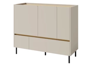 Komoda so zásuvkami Lucky, 120 cm, pieskovo béžová/olejovaný dub