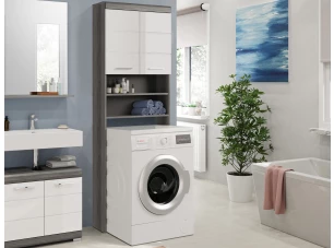 Úložná skrinka nad práčku Scout, šedý dub/biela lesk