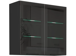 Horná presklená kuchynská skrinka Arona, 80 cm, čierna