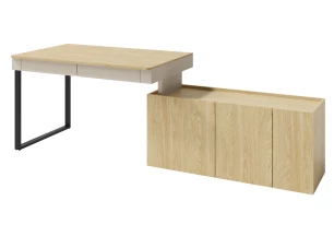 Písací stôl s komodou Lucky, pieskovo béžová/olejovaný dub