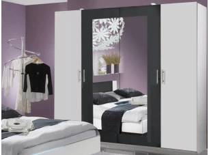 Šatníková skriňa s otočnými dverami Nora, 225 cm, biela/grafitová