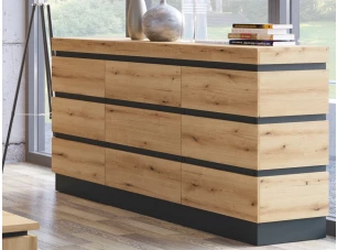 Úložná komoda Corte, dub coast/tmavo šedá