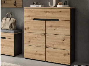 Skrinka s policami/botník Cano, 80 cm, šedá/dub artisan