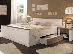 Posteľ s nočnými stolíkmi Luca 180x200 cm, bielená pínia