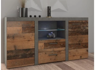 Komoda so zásuvkami Rumba, vintage optika kovu/dreva