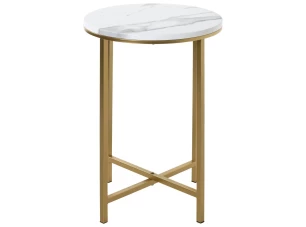Okrúhly odkladací stolík Albufeira 39 cm, zlatý/mramorový
