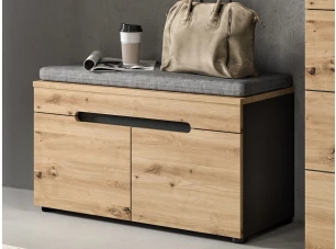 Predsieňová lavica Cano, 80 cm, šedá/dub artisan