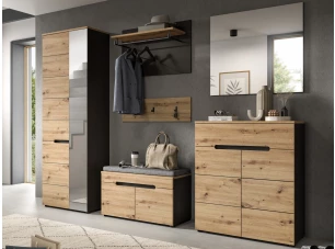 Predsieňová zostava Cano (6-dielna), šedá/dub artisan