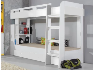 Dvojposchodová posteľ so zásuvkami Tablo 90x200 cm, biela