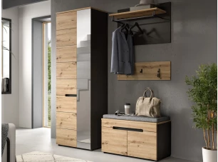 Predsieňová zostava Cano (4-dielna), šedá/dub artisan