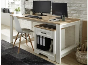 Písací stôl Jasmin, bělená pinie/dub