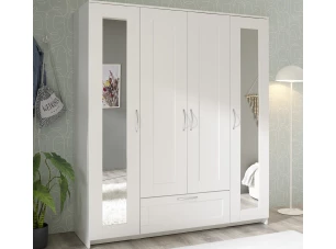 Šatníková skriňa so zrkadlami Leporolo 156 cm, biela mat