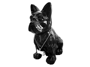 Dekoračná soška Francúzsky buldoček 24 cm, čierna