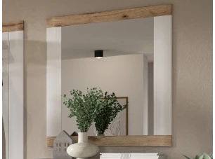 Nástenné zrkadlo v ráme Laredo 73x82 cm, biele/dub nox