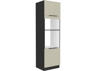 Vysoká skriňa pre vstavanú a mikrovlnnú rúru Arona, 60 cm, kašmírová/čierna